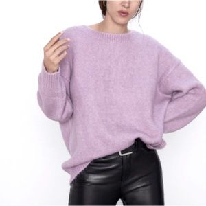 Zara Oversized Purple Crewneck Sweater